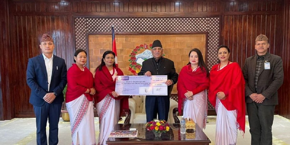 Nepal Police Wife Association provides relief materials for earthquake victims
