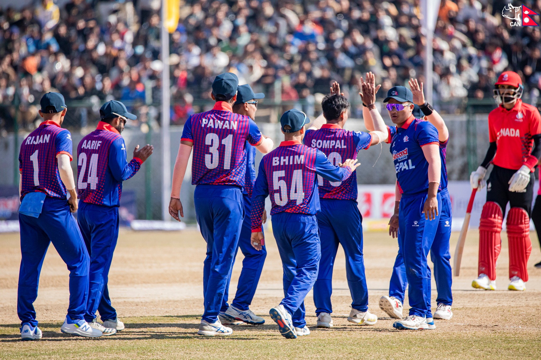 Kushal Malla took Canada’s third wicket