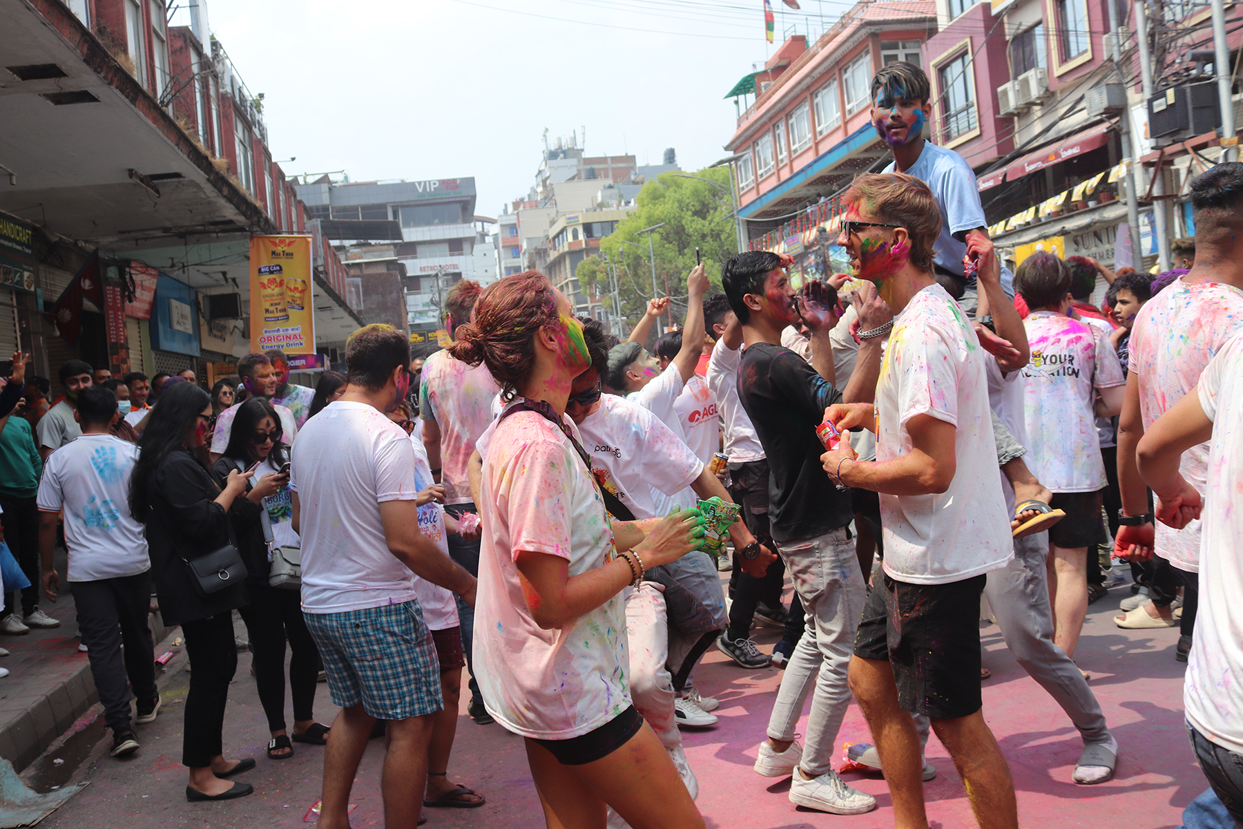 Foreign tourists join Holi celebrations in Thamel
