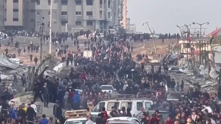 Israel-Gaza war: More than 100 reported killed in crowd near Gaza aid convoy
