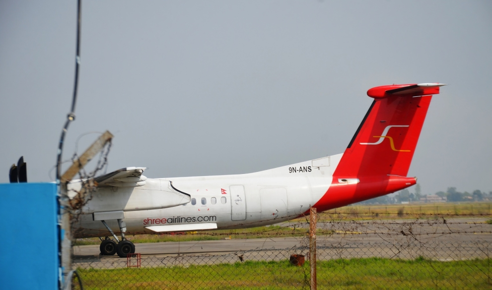 Aircraft wheel skids during landing at Dhangadhi Airport