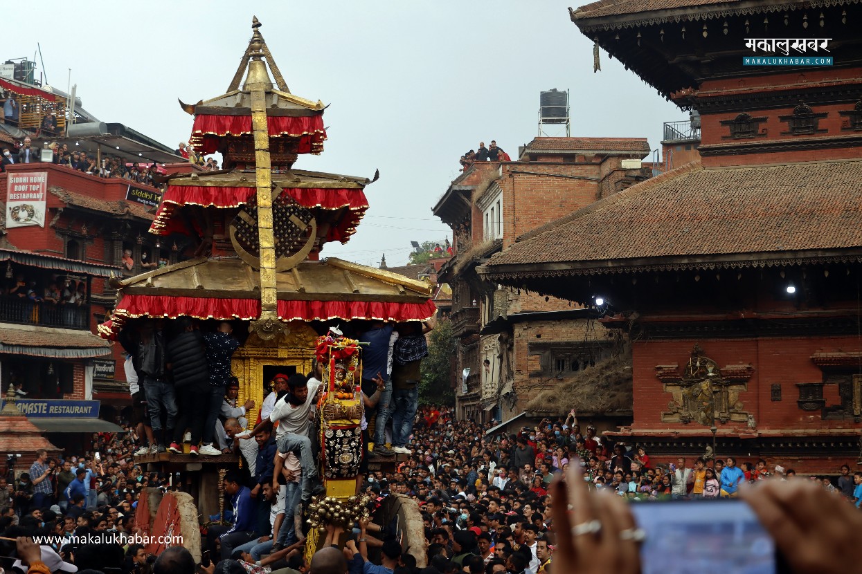 Preparations for Bisket Jatra begins at Bhaktapur Durbar Square