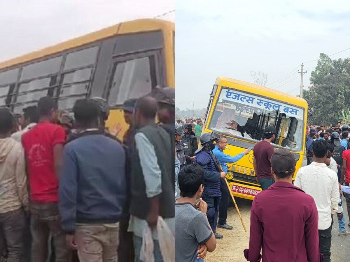 Pedestrian dies in school bus hit, locals outrage