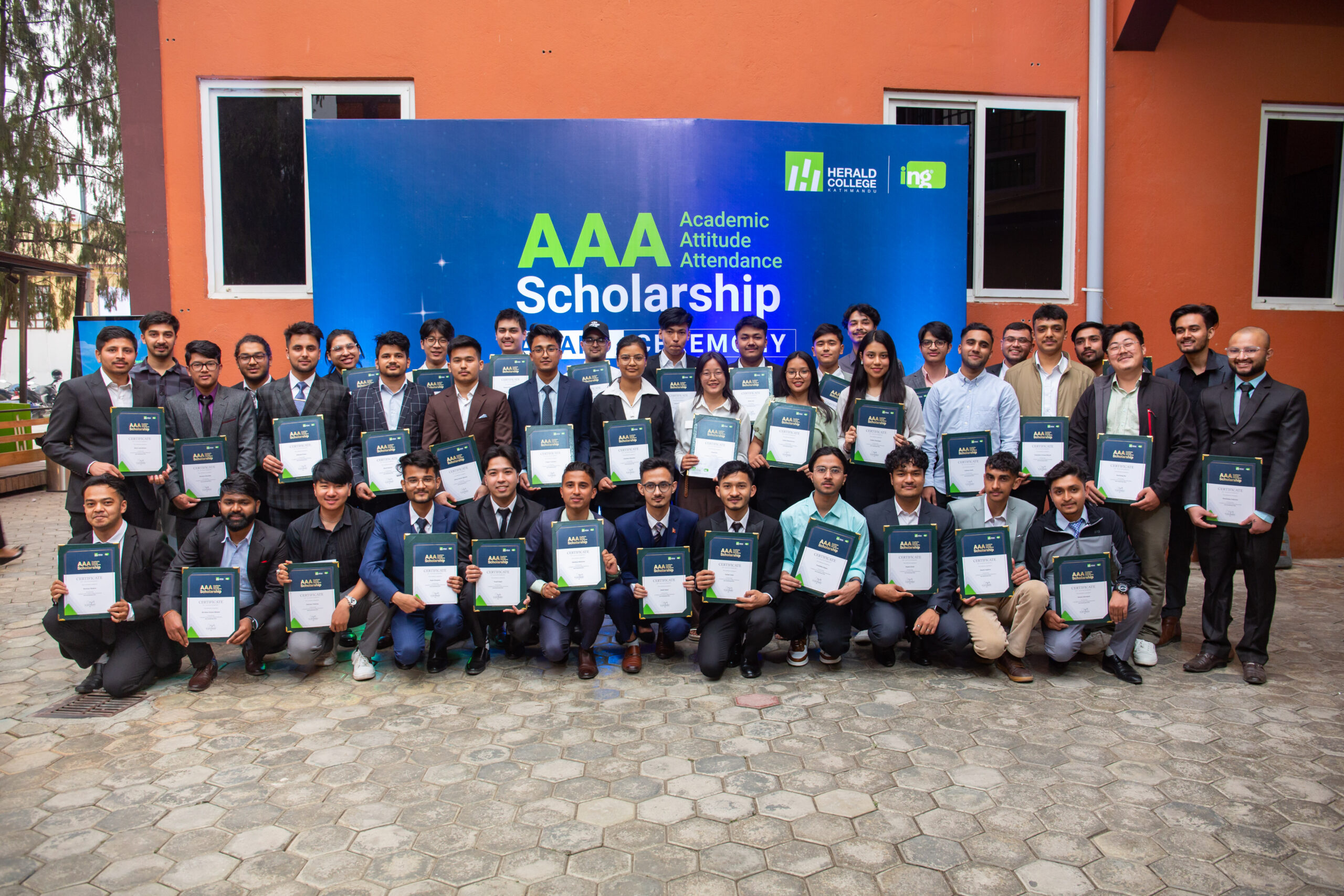 Herald College Kathmandu honored 89 students, with approx. NRs.1.5 Crores in AAA Scholarship Award Ceremony 2024