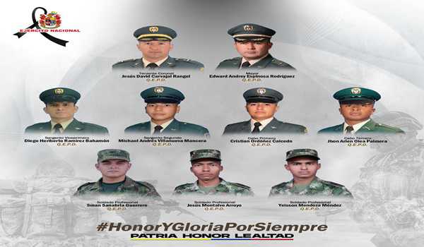 Army helicopter crash in Colombia, 9 soldiers killed