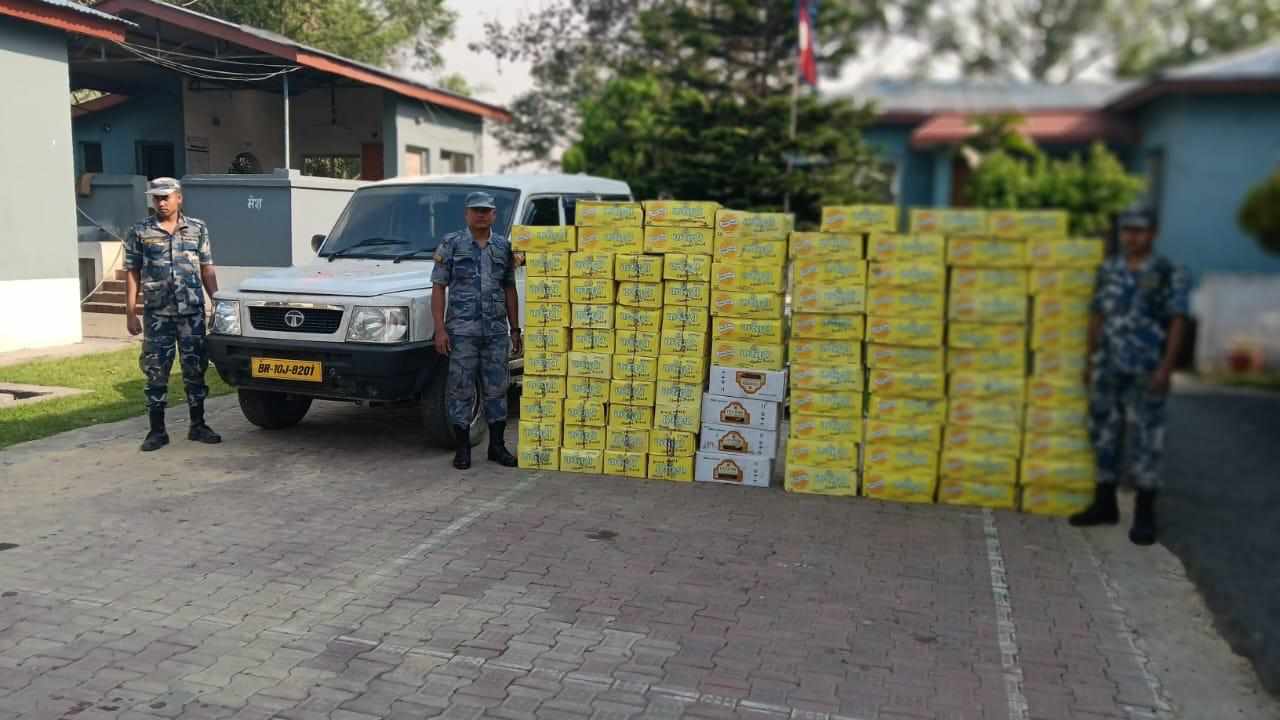 Armed police seize vehicle with 94 cartons of liquor