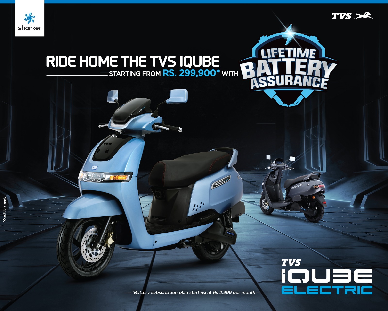 Get TVS iQube electric scooter with lifetime battery assurance from Rs 2,99,900