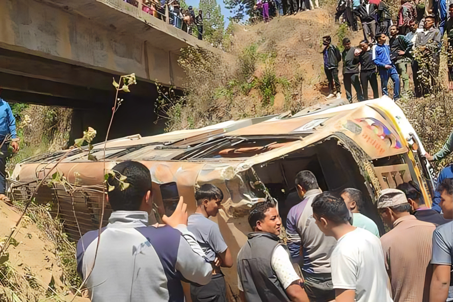 Bus plunges off bridge in Salyan, 14 injured, 4 critical