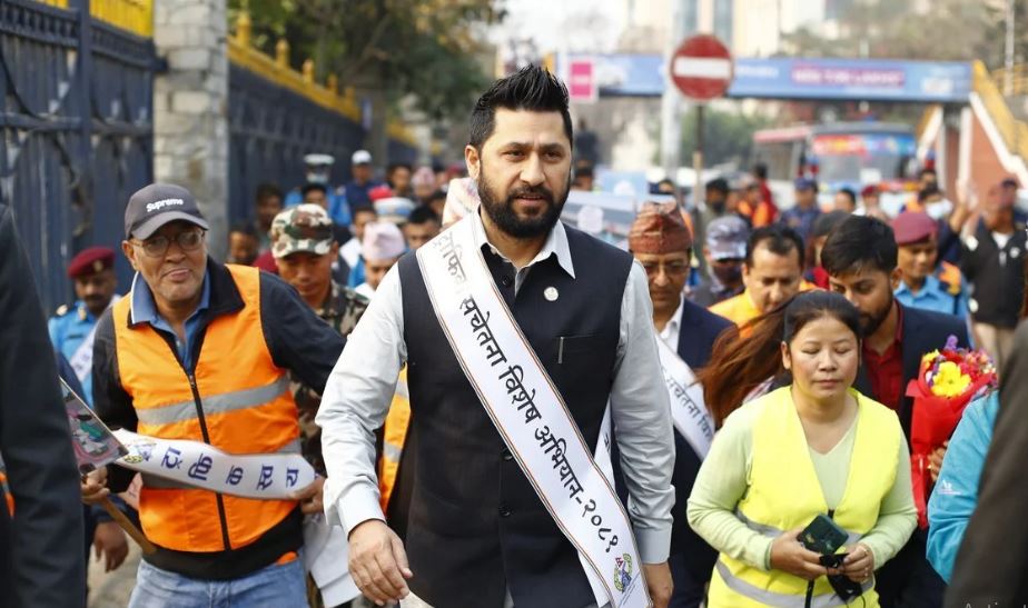 Home Minister Lamichhane in traffic awareness rally