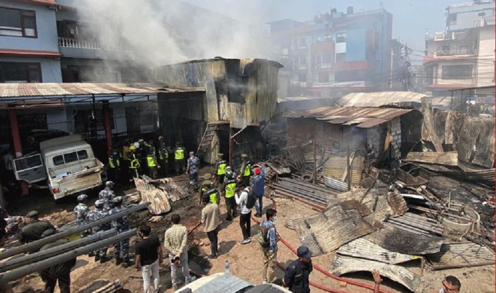 Fire engulfs multiple premises in Shankhamul, causes extensive damage