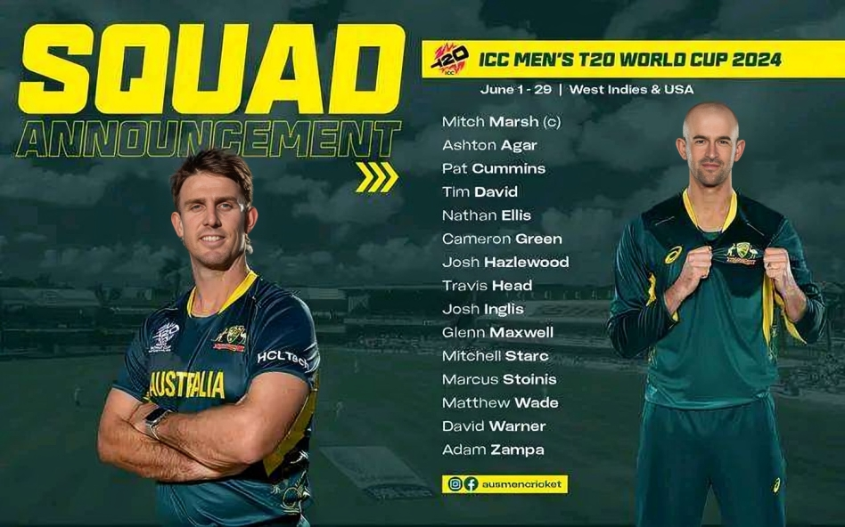 Australia unveils 15-member squad for upcoming T20 World Cup