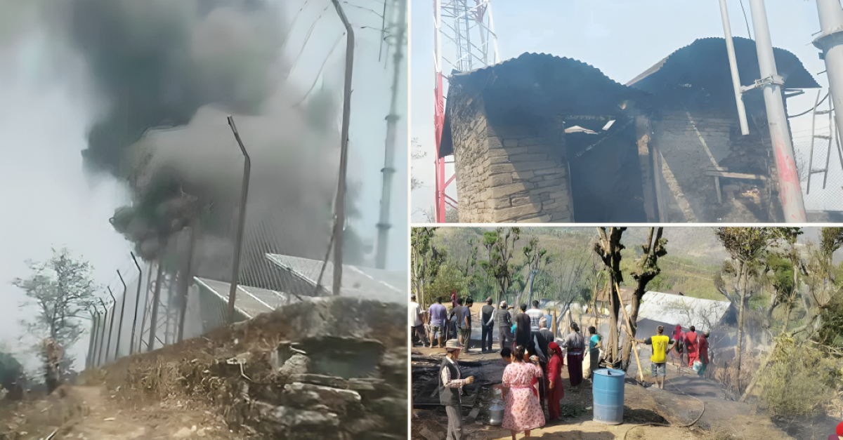 Community forest fire causes damage to Nepal Telecom tower in Gulmi