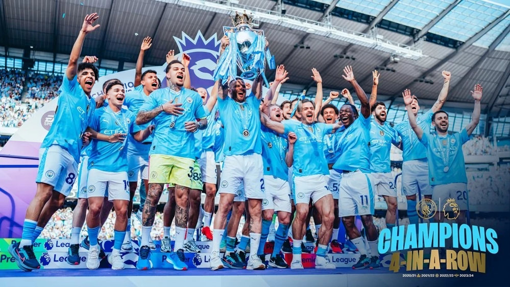 Manchester City clinches historic fourth consecutive Premier League title