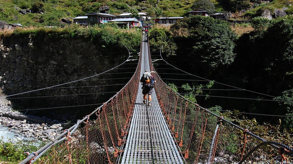 Suspension bridge constructed over Ghotekhola along Annapurna-Dhawalagiri trekking route