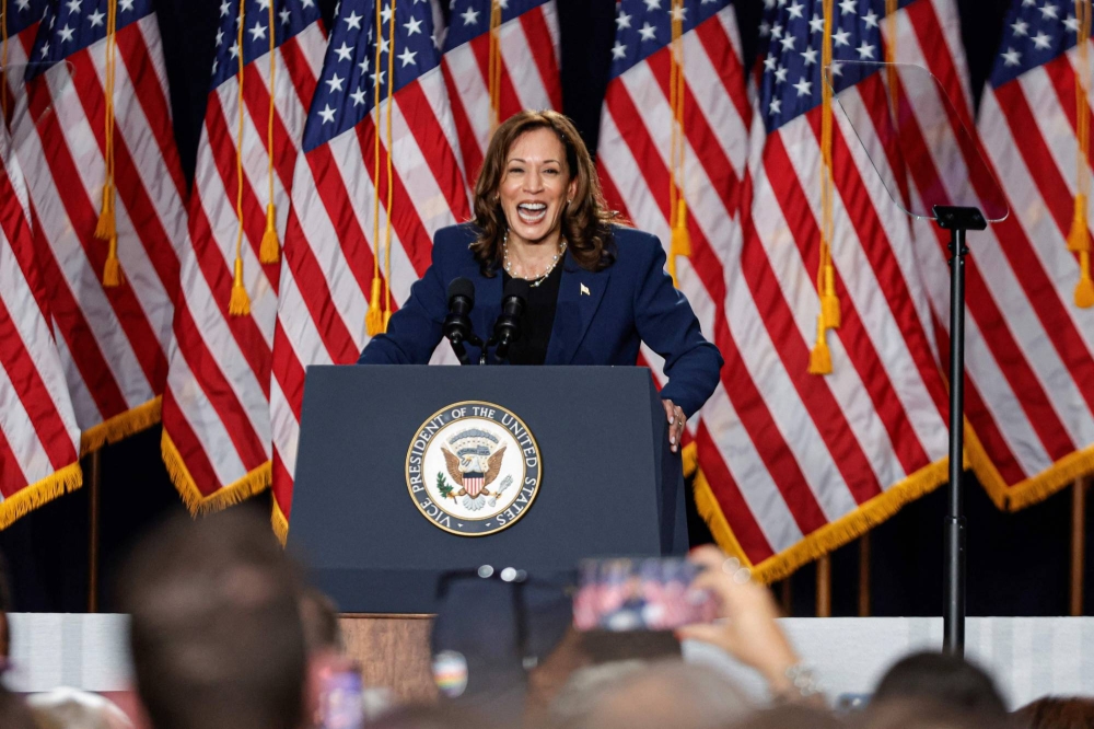 Kamala Harris attacks Trump over ‘fear and hate’ at first rally
