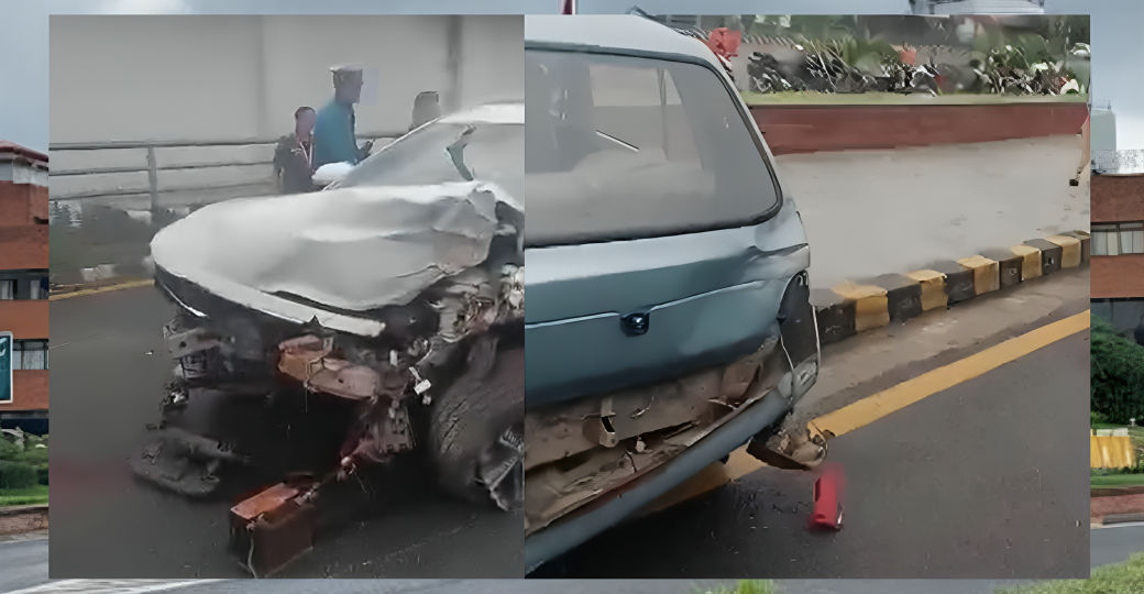 Car accident inside TIA, woman serious