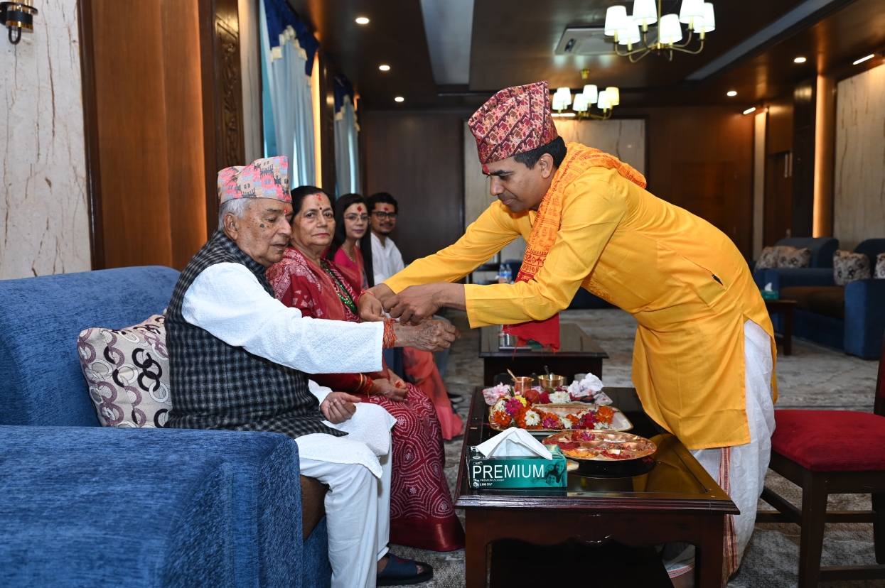 President Paudel observes Rakshya Bandhan & Janai Purnima with vedic rituals