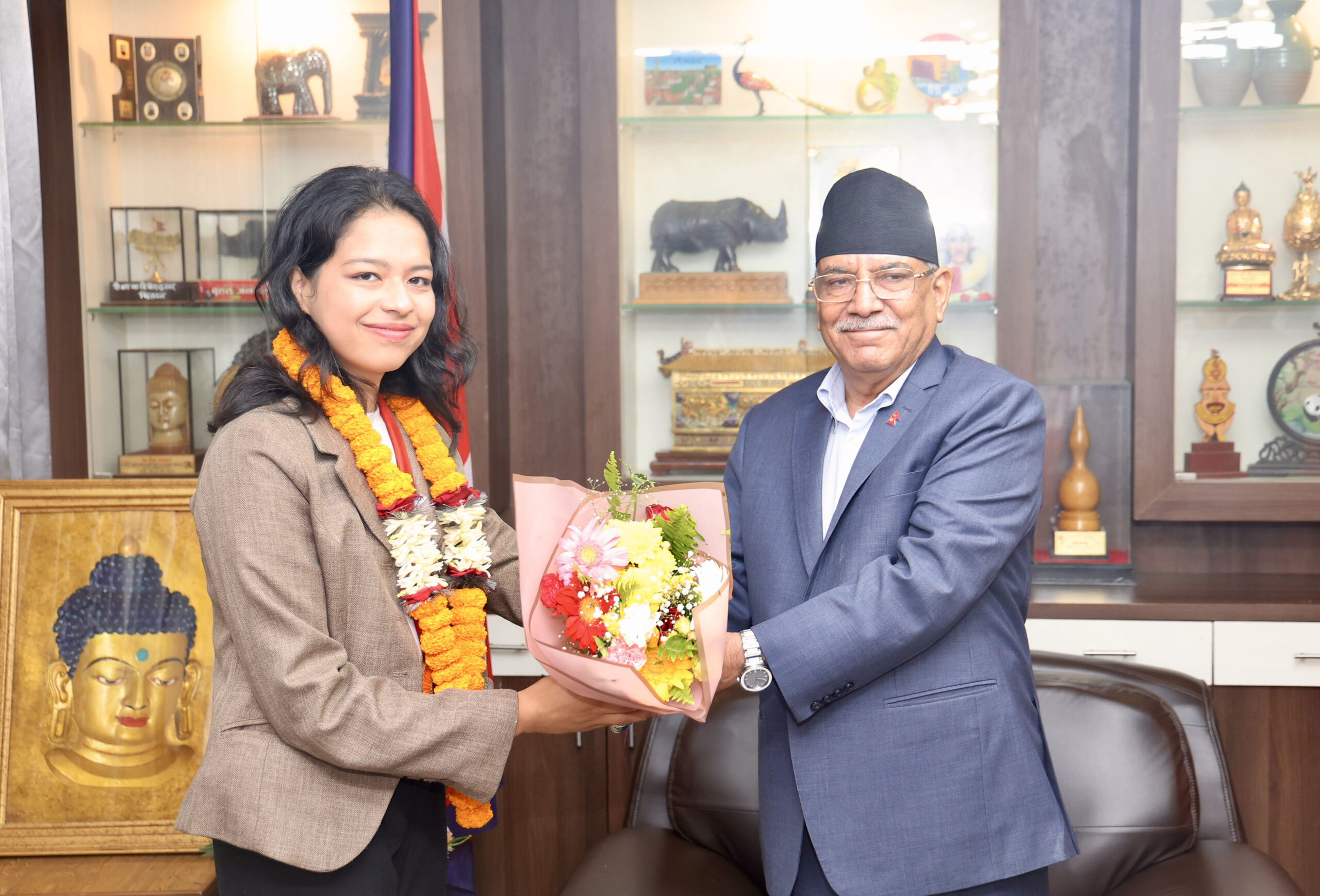 Maoist Centre Chair Dahal honours Paris Paralympics bronze medalist Palesha