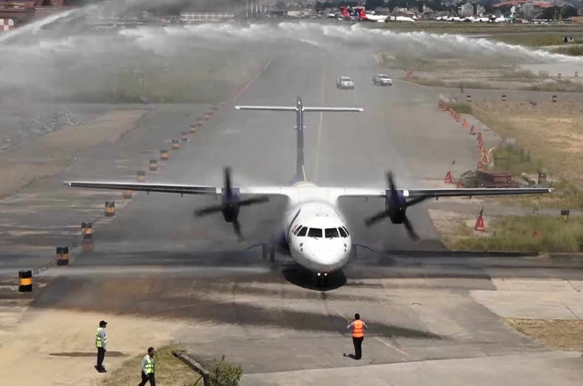 Buddha Air bids farewell to ATR 42 Aircraft with ‘Water Salute’