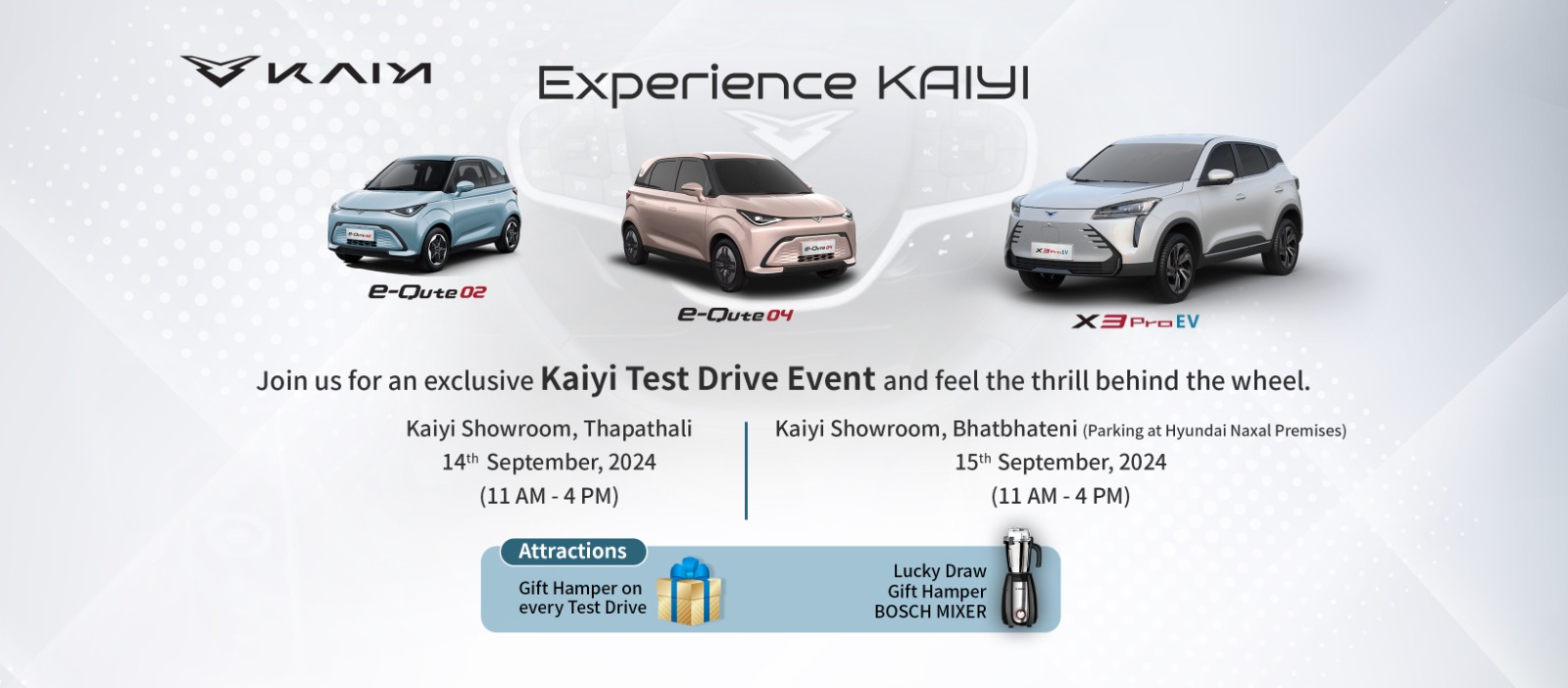 Kaiyi Car test drive event to be held