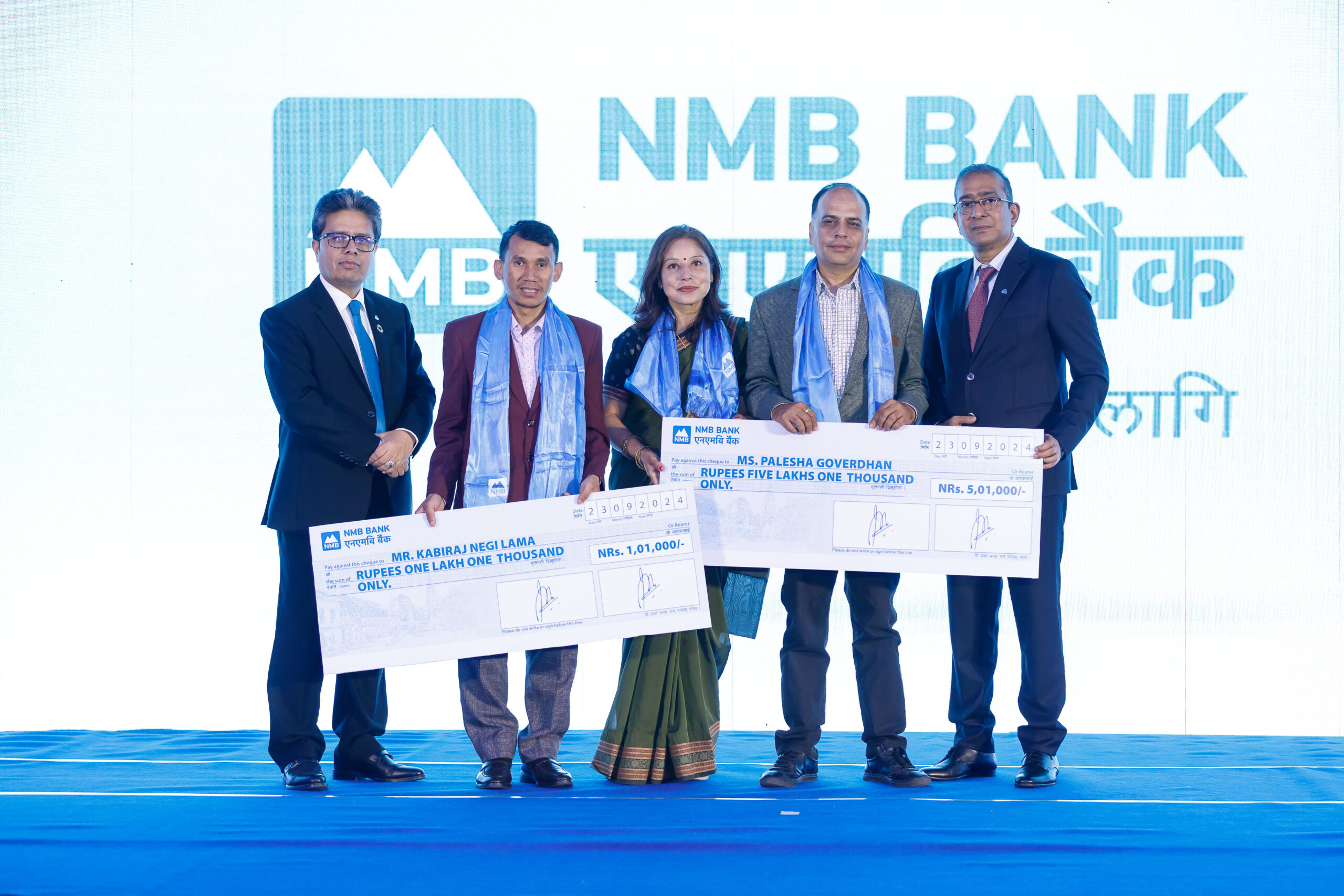 NMB Bank honors Ms. Palesha Govardhan & coach Mr. Kabiraj Negi Lama’s accomplishment with a monetary reward