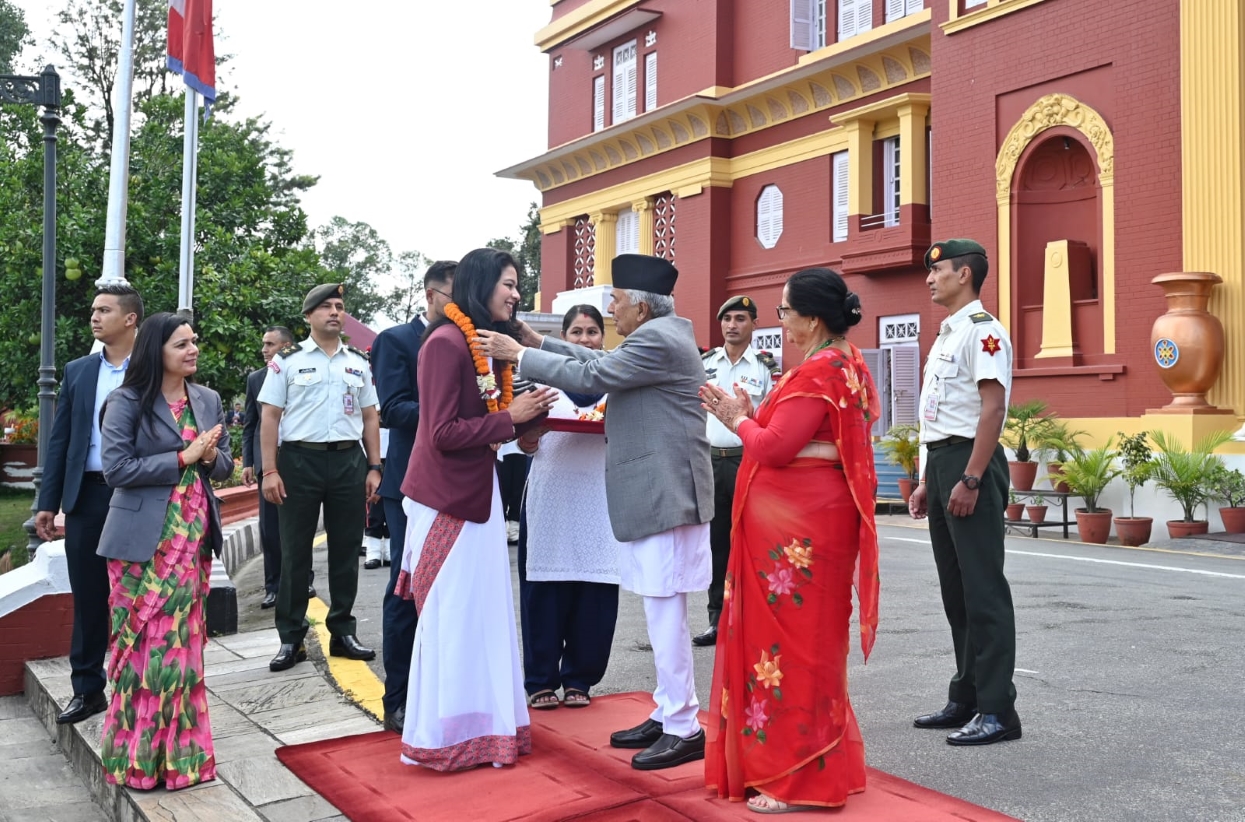 President Ram Chandra Paudel honors Paralympic bronze medalist Palesha Govardhan