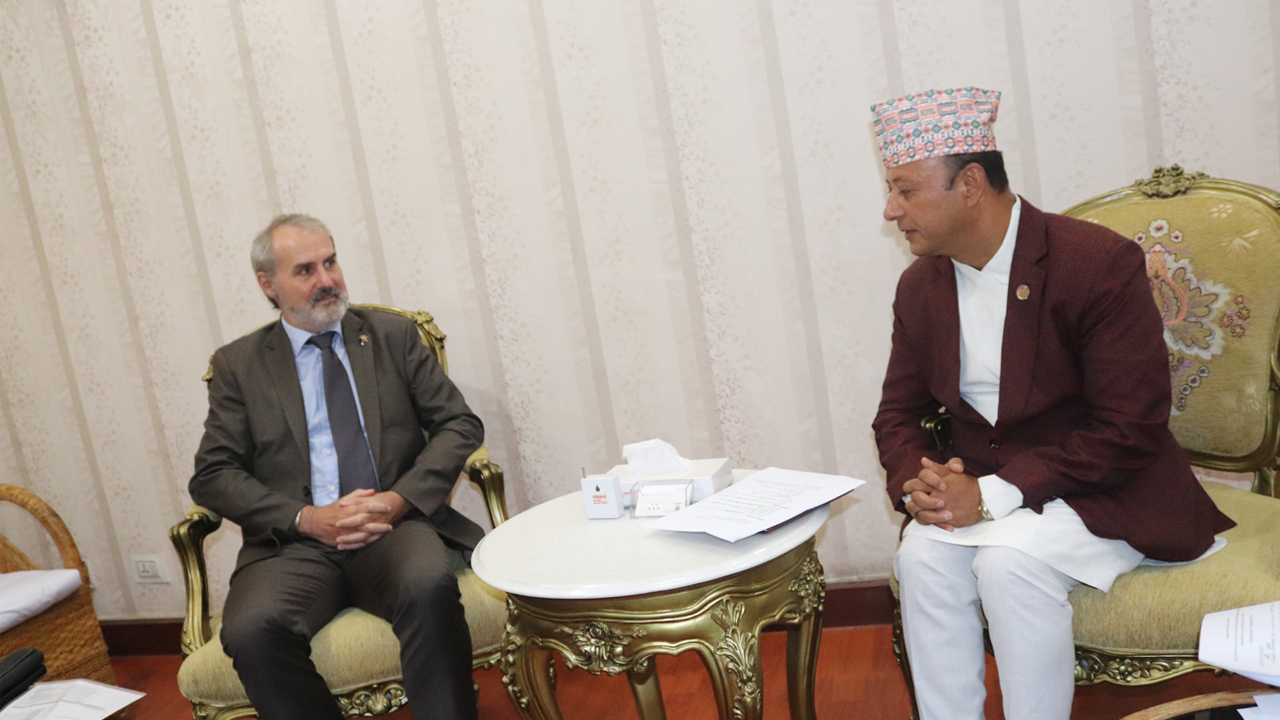 Minister Khadka and ADB Country Director Cauchois meet