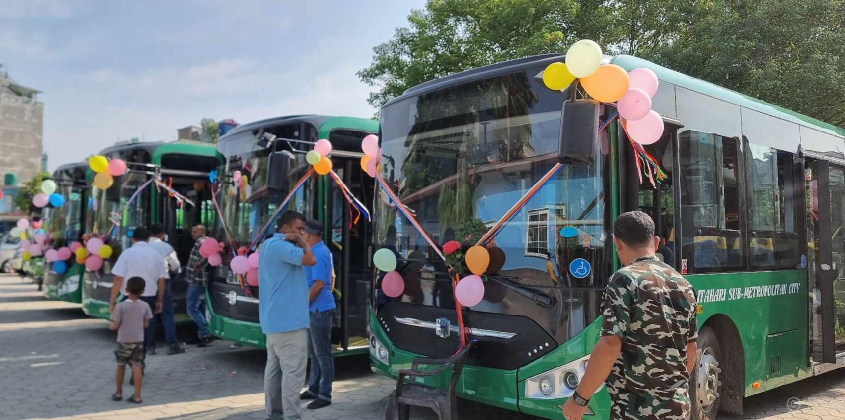 Electric bus service starts in Itahari, fare set at Rs 20