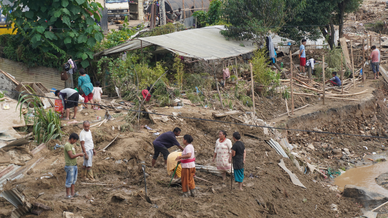 Lalitpur flood victims in mobilize to manage salvaged belongings