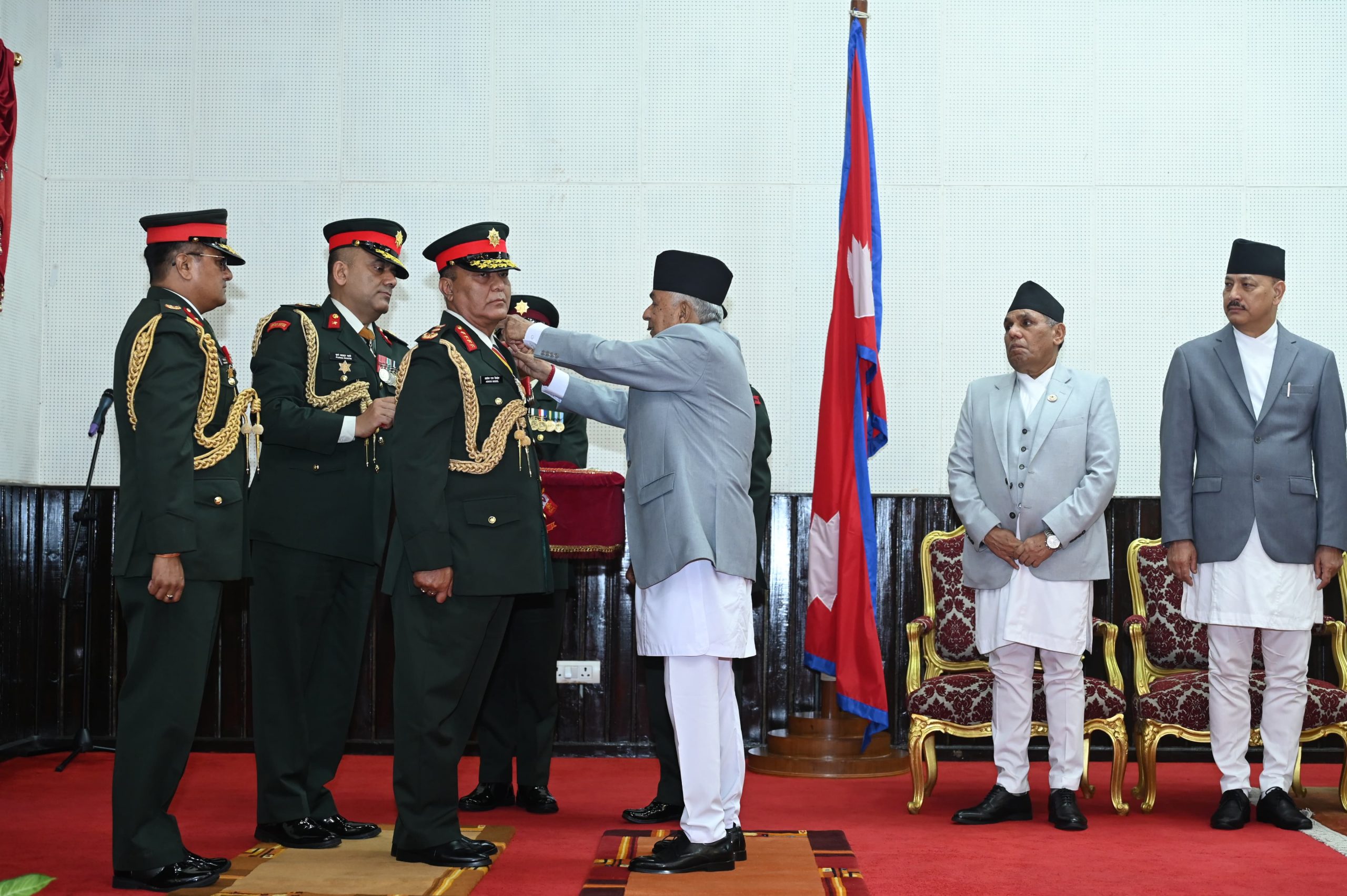 President awards rank insignia to new CoAS Sigdel