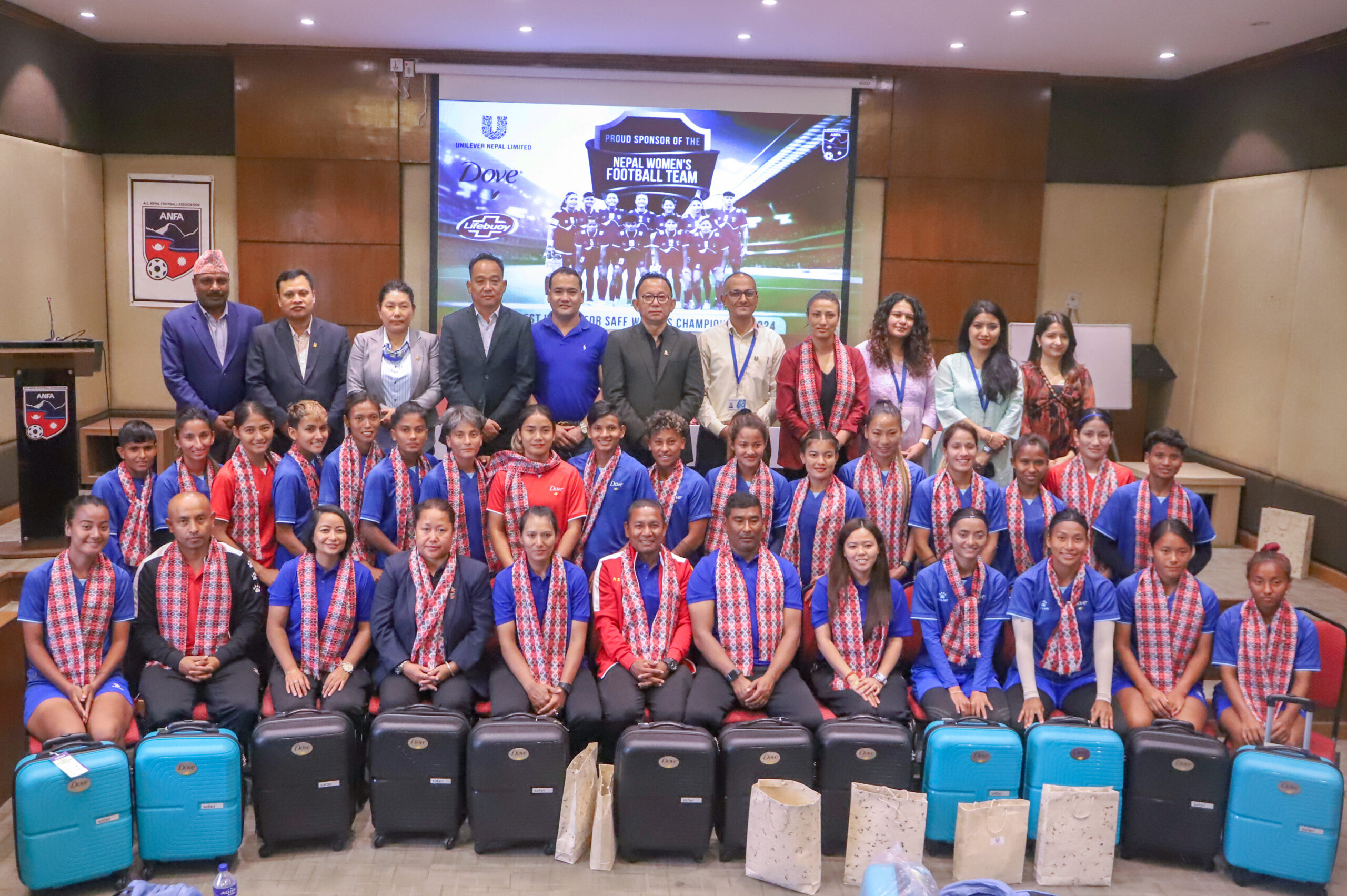 Unilever Nepal hands over travel kits to the Nepali Women’s Football Team