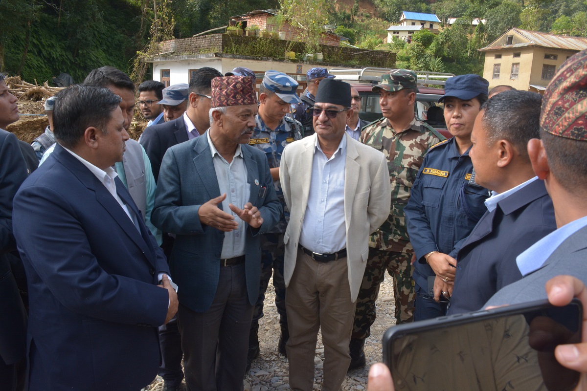 Home Minister Lekhak visits disaster-hit Bhumidanda, Bethanchowk