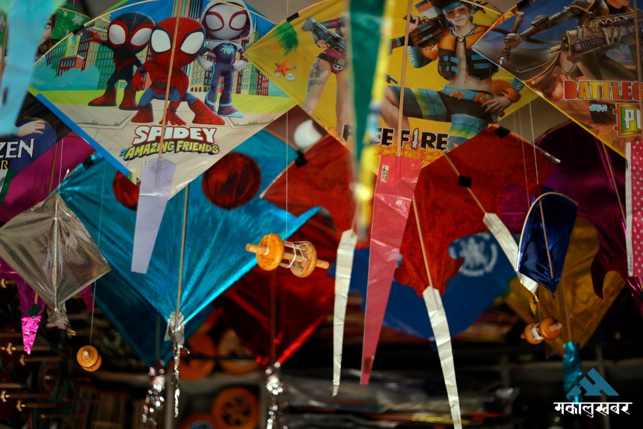 Colorful kites on display for sale in the Kathmandu (photos)