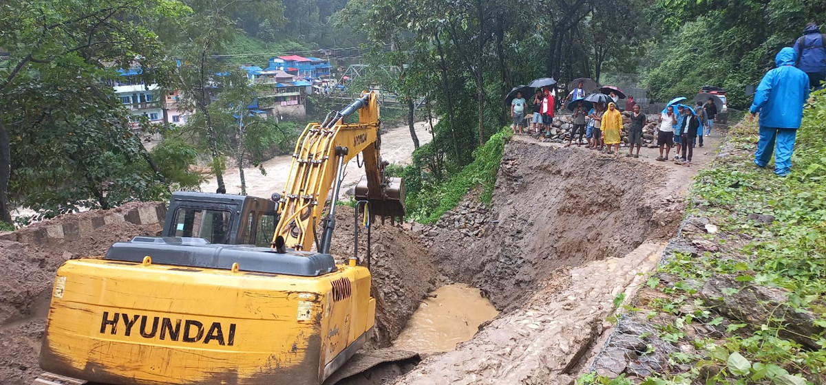 Restoration of Mechi highway stopped after landslide