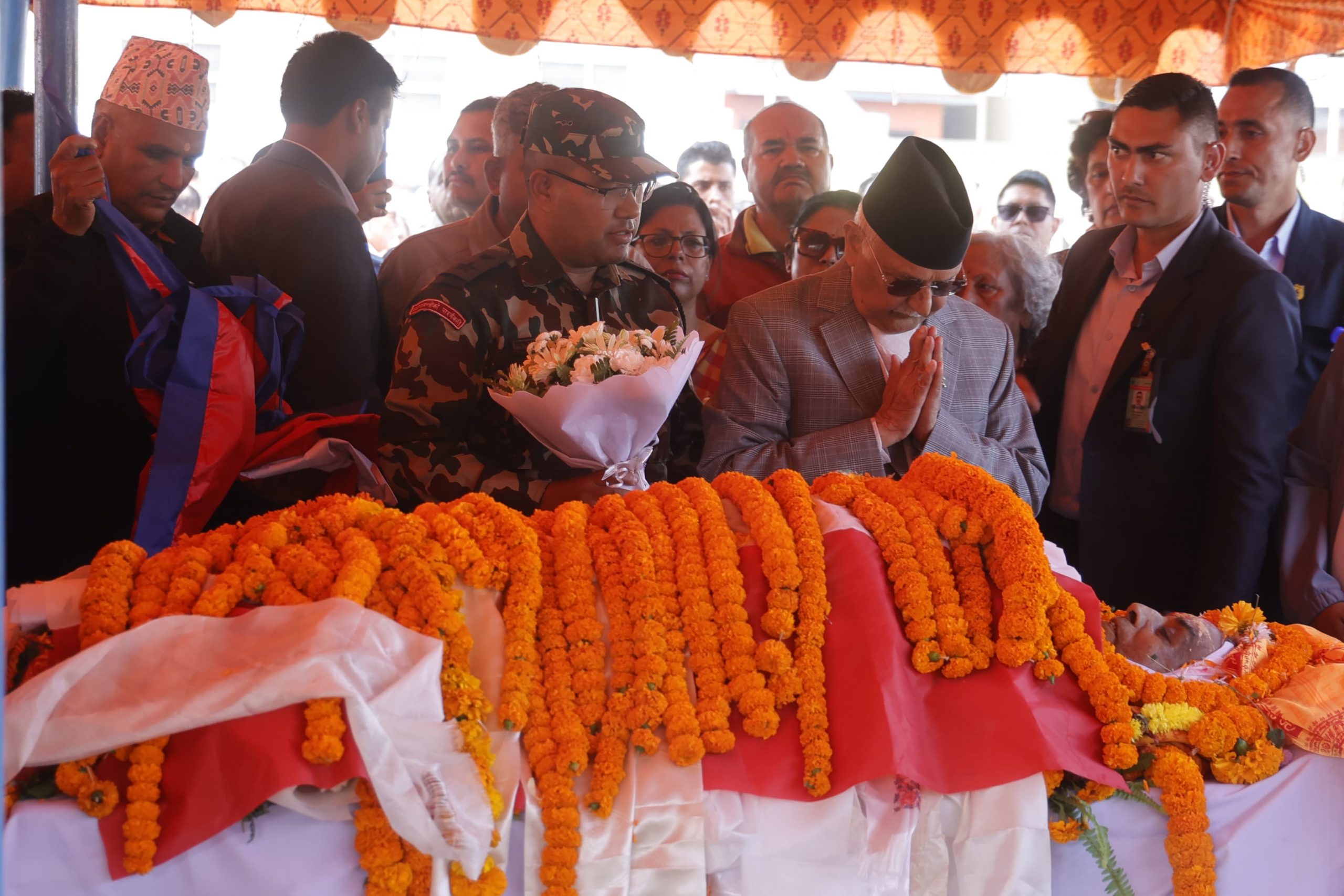 Tributes apid to Former Speaker Dhungana’s mortal remains at Gauchharan (photos)