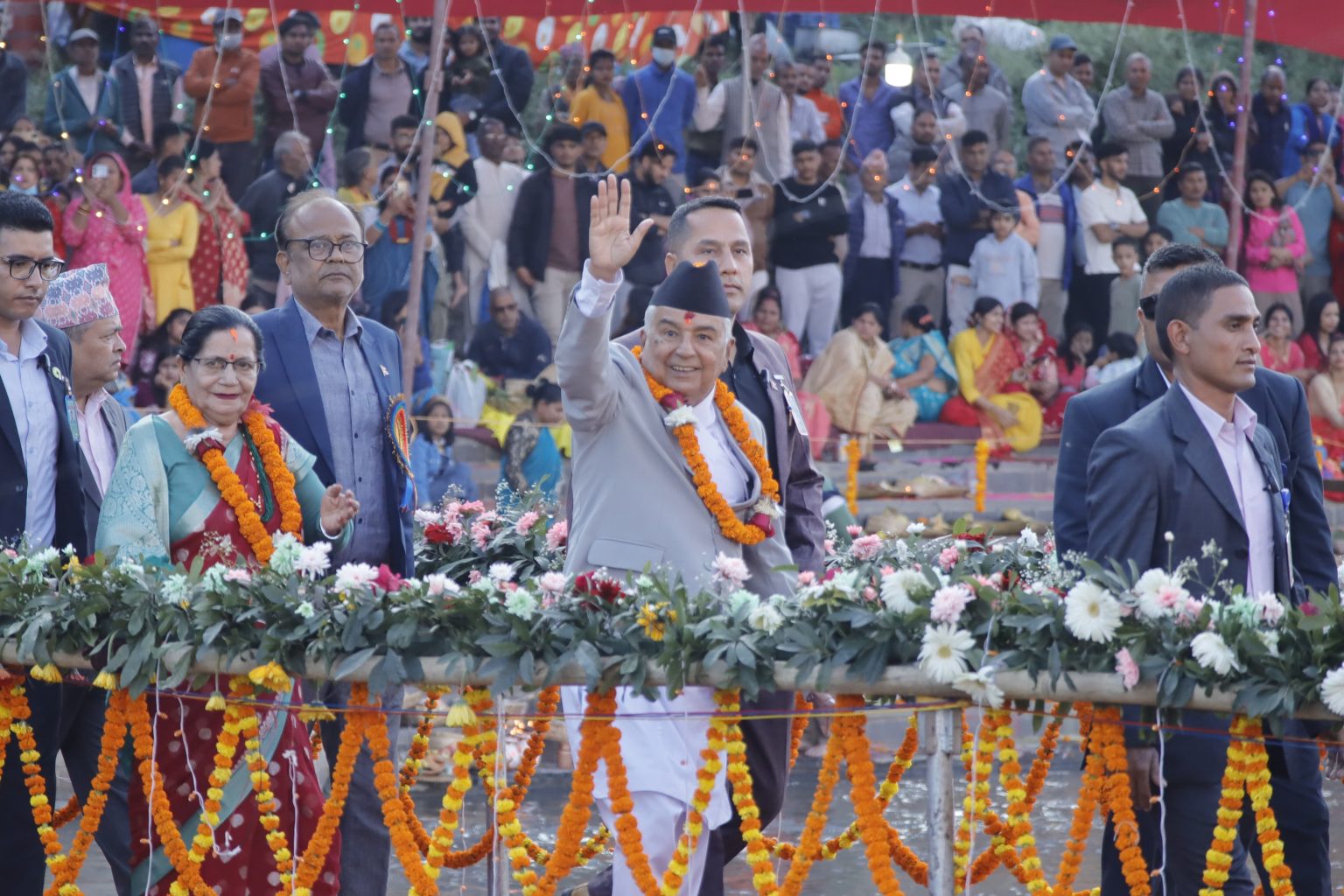 President Paudel offers worship to Chhathi Mata (photos)