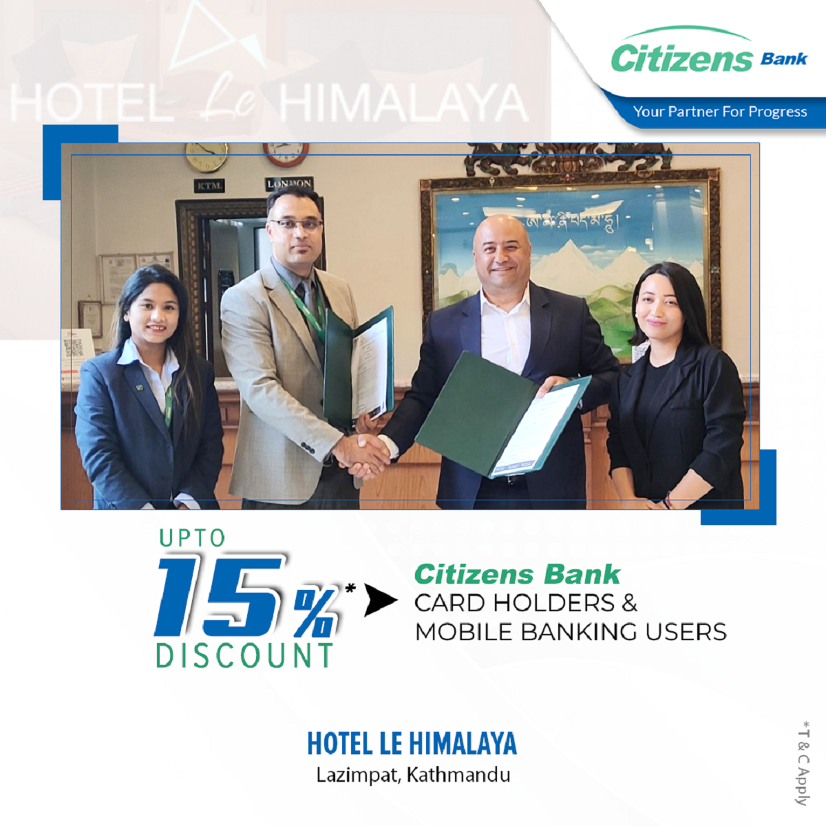 Citizens Bank partners with Hotel Le Himalaya to offer discounts for customers