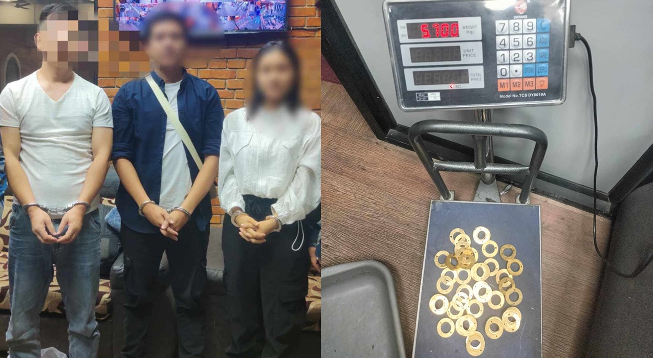 Three held with 5.7-kg gold from airport