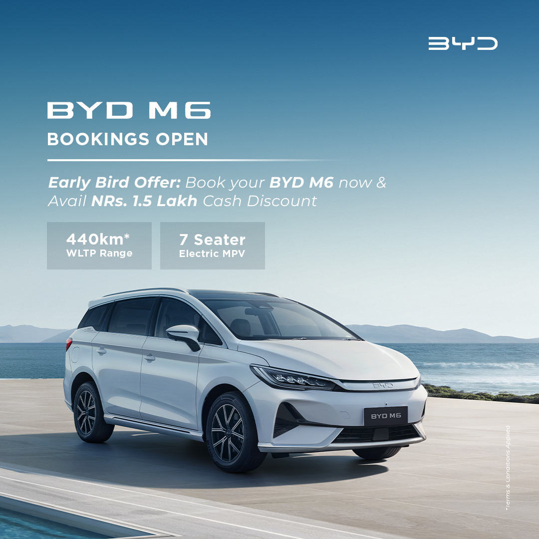 Cimex Inc. Pvt. Ltd. announces booking open for BYD M6: Nepal’s first premium 7-seater electric MPV