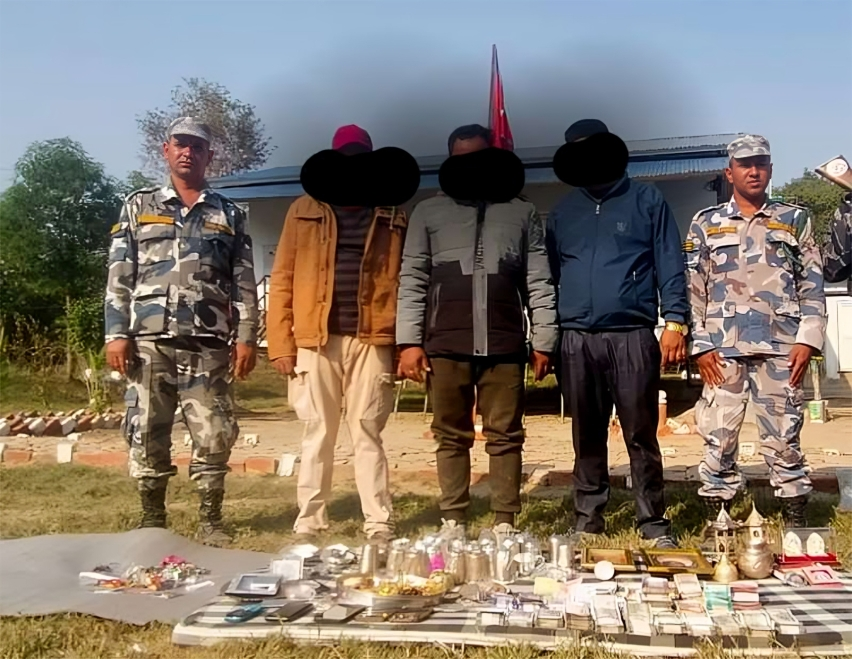 Three held with gold, silver, and cash worth over one crore in Kailali