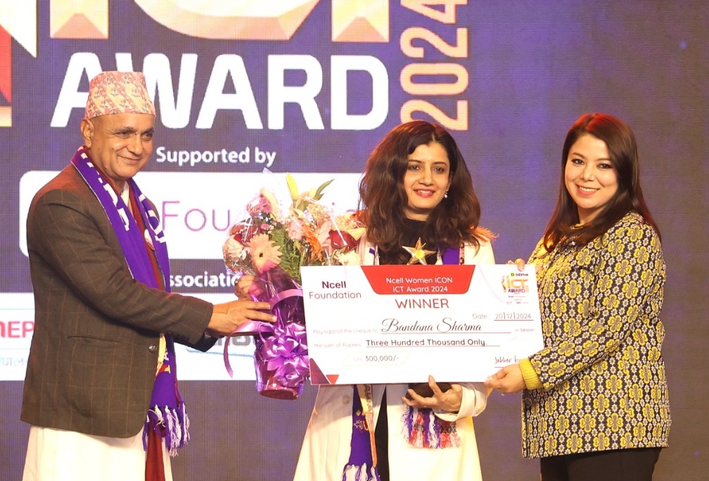 ‘Ncell Woman ICON ICT Award 2024’ presented to Bandana Sharma