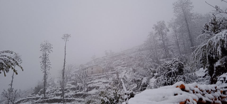 Heavy snowfall & rain begin in Bajura