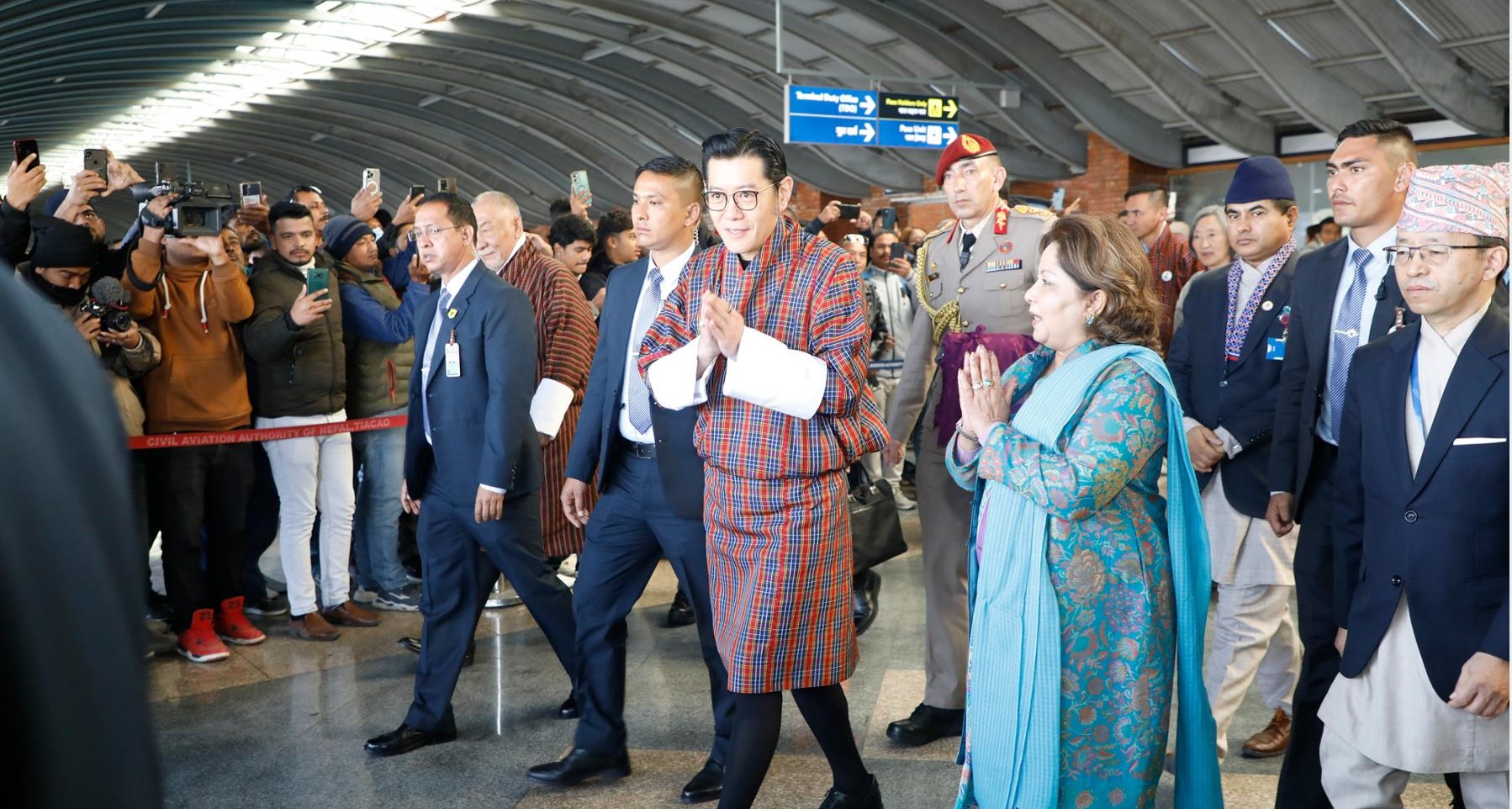 Bhutanese King Wangchuck arrives in Kathmandu