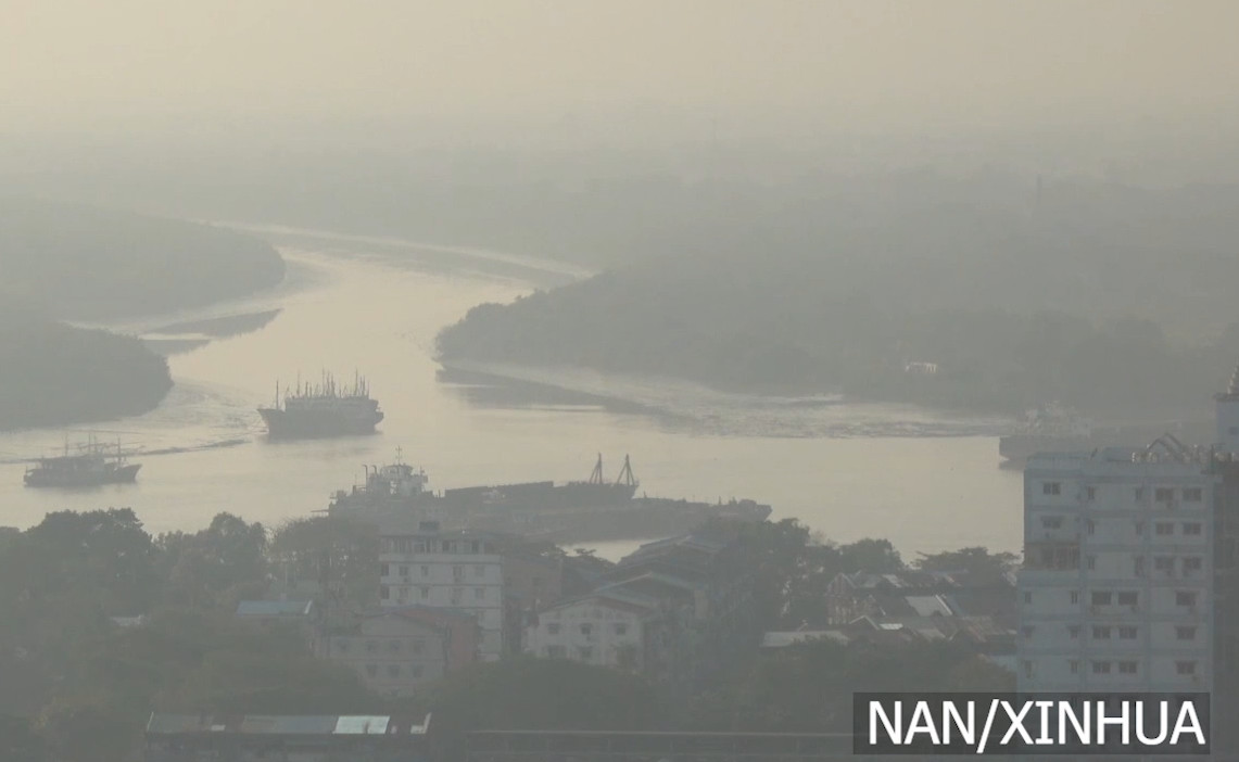 Severe air pollution in Yangon, Myanmar