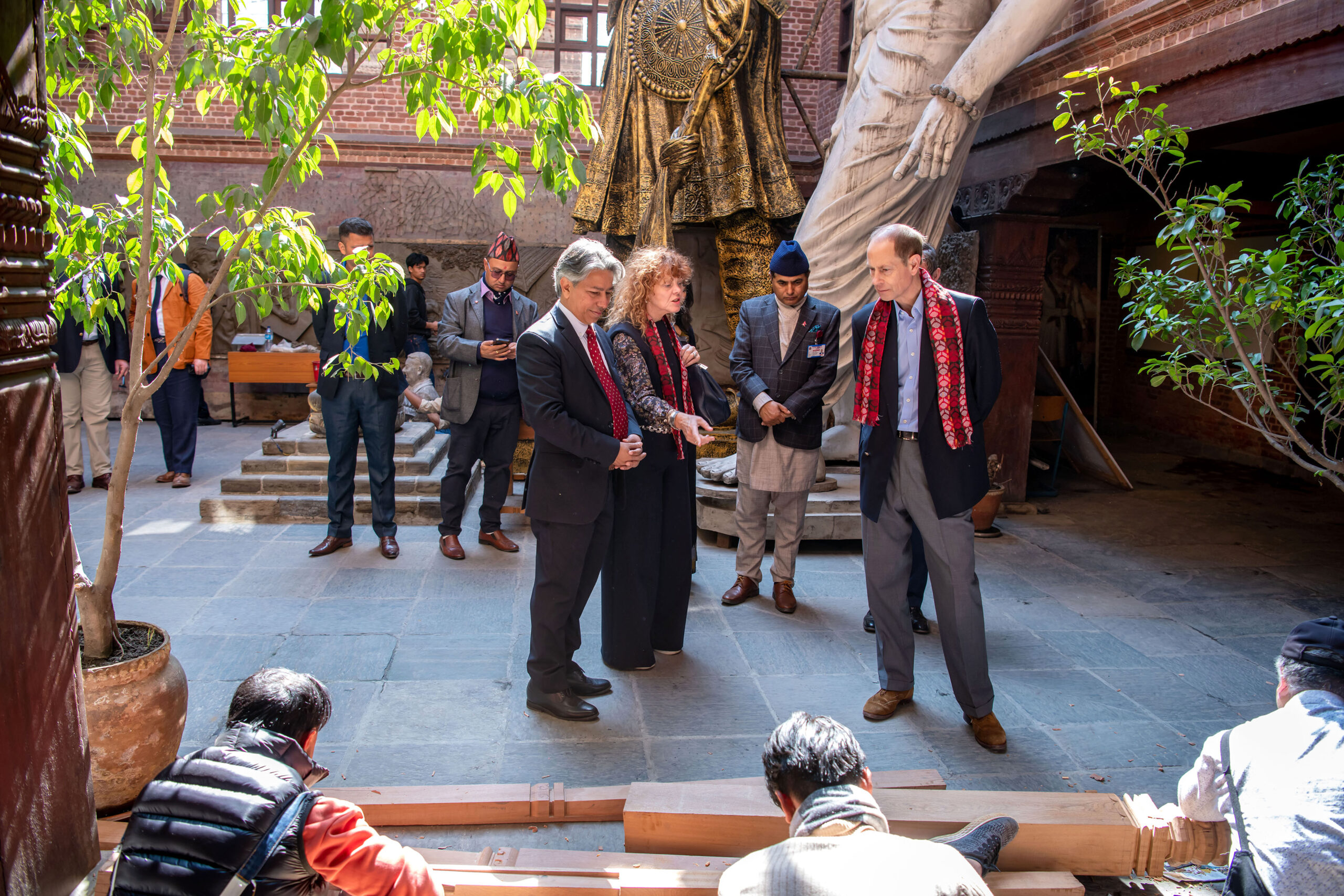 UK Duke engages in traditional woodcraft during Bhaktapur visit