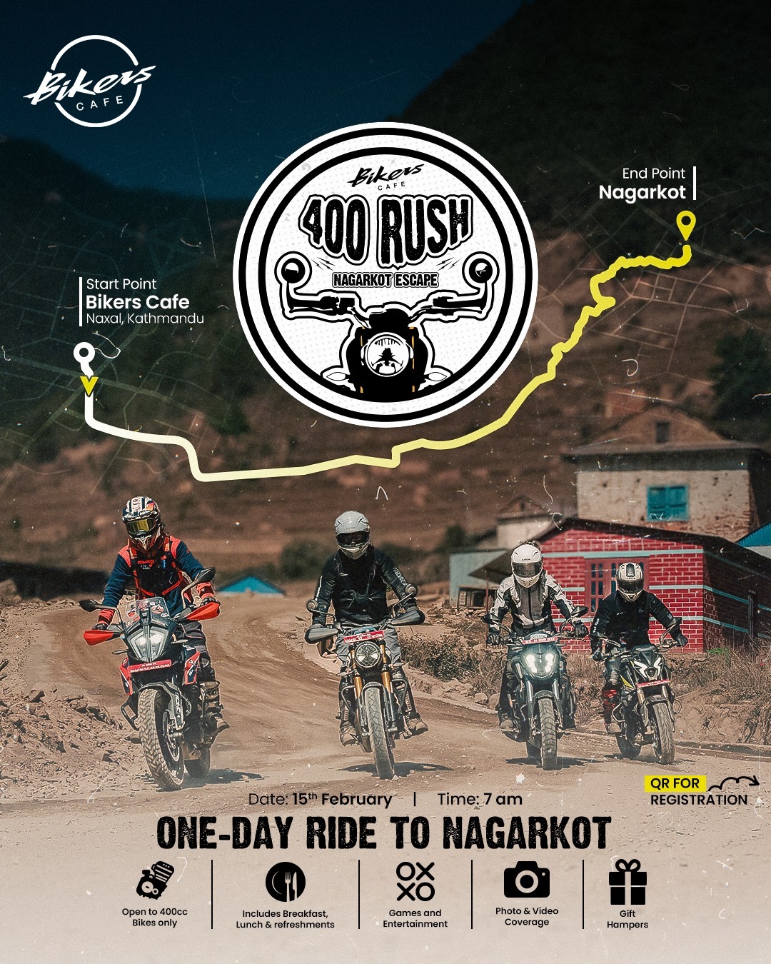 Biker’s Cafe announces “400 Rush” – An exclusive ride for 400cc motorcycles to Nagarkot