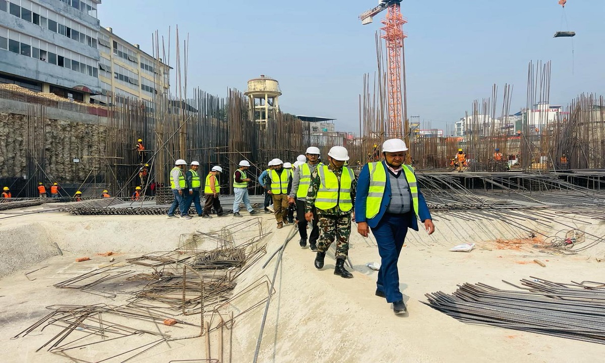 CM Acharya inspects under-construction Lumbini Provincial Hospital