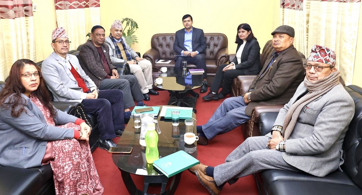 Ruling party whips meet at UML parliamentary office