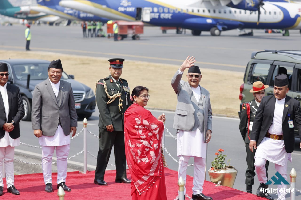 PM Oli embarks on first official visit to Thailand for BIMSTEC Summit (photos)