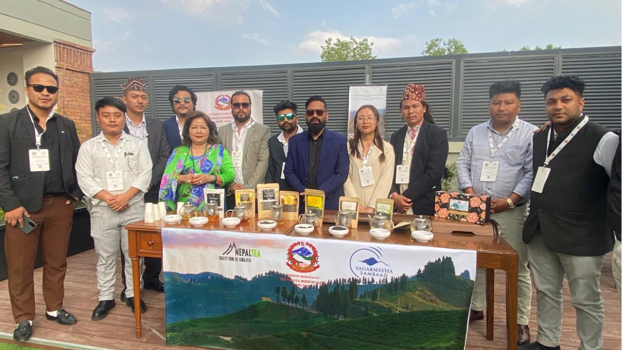 Delegates offered a taste of Ilam tea at Sagarmatha Sambaad